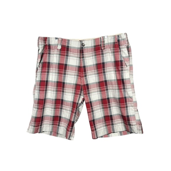 Plugg Co Other - Plugg Mens Red Plaid Bermuda Shorts Size 42" Inseam 10" Outdoors Beach Trunks